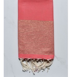 Fouta plana lurex fresa rosa