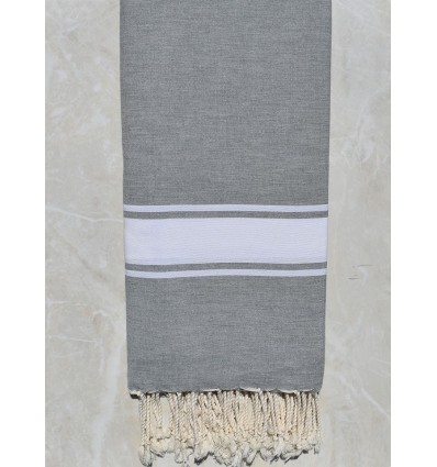 Grande fouta gris avec bande blanche 2m*2m