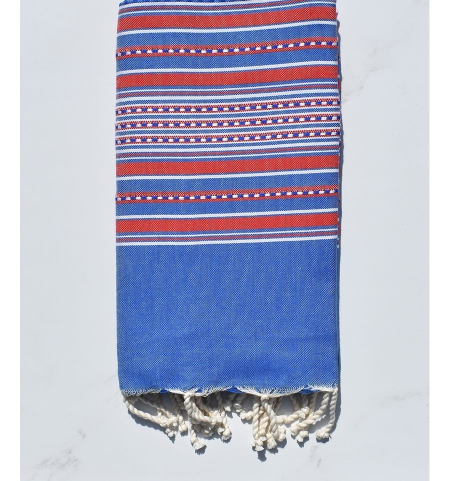 Arabesque Bleu Et Rouge Fouta Tunisie