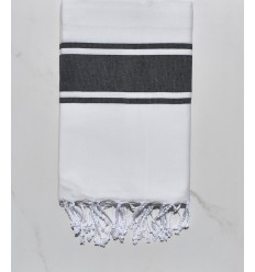 Fouta plano blanco rayas antracita