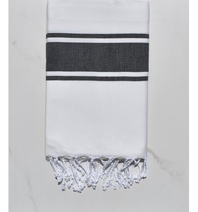 Fouta plano blanco rayas antracita