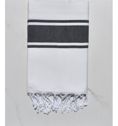 Fouta plate blanche bandes anthracite
