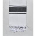 Fouta plate blanche bandes anthracite