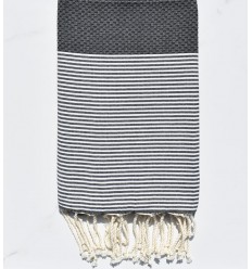 Beach towel Honeycomb dark gray with stripes