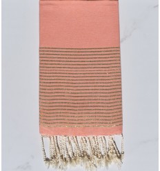 Beach towel peach with golden lurex