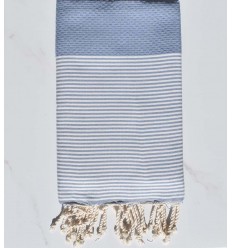 Fouta nid d'abeille bleu charrette