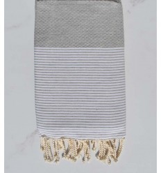 Fouta nid d'abeille recyclée gris clair