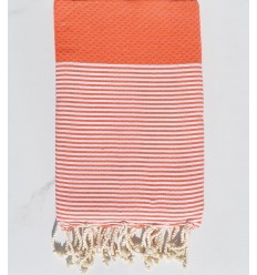 Fouta nid d'abeille Coton recyclée orange