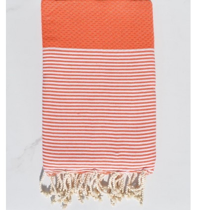 Fouta nid d'abeille Coton recyclée orange