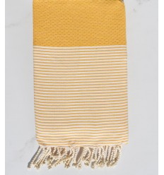 Beach towel cotton recycled honeycomb mustard yellow