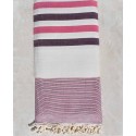 Thrown  ecru white, pink and purple eggplant