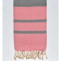 Fouta chevron rose et gris ardoise