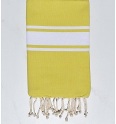 Fouta plate jaune flave bande blanche