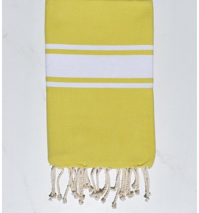 Fouta plate jaune flave bande blanche