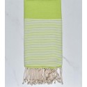 Beach towel Honeycomb green anise striped white
