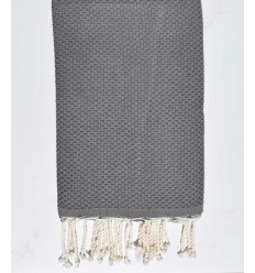 Fouta nid d'abeille unie gris bis