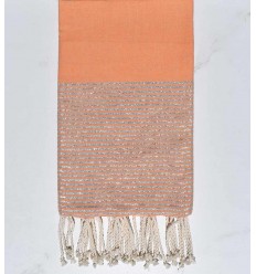 Beach towel flat dark salmon silver  lurex thread