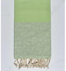 beach towel Fouta lurex light green and silver