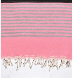 Jeté moyenne rose fluo, gris et anthracite 2