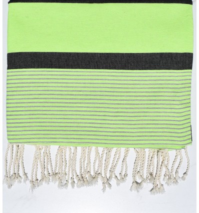 Jeté moyenne vert clair fluo, gris et anthracite
