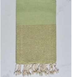 Beach towel flat pistachio green with golden lurex thread