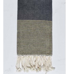 Beach towel flat blue denim with golden lurex thread