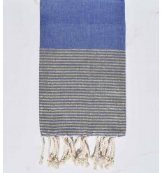 Beach towel flat electric blue with golden lurex