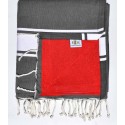 beach towel,doubled sponge anthracite gray and red