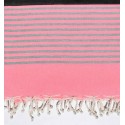 Jeté moyenne rose fluo, gris et anthracite