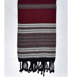 Fouta arabesque bordeaux et noir