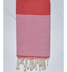 fouta nid d'abeille incarnat foncé