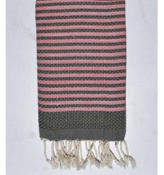 Beach towel zebra Honeycomb military green and pink