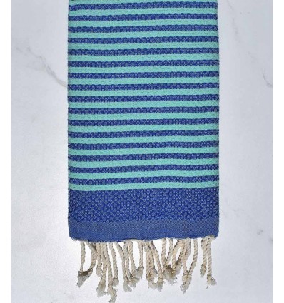 Fouta nid d'abeille zèbre bleu roi et bleu turquoise