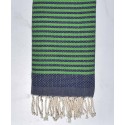 Fouta nid d'abeille zèbre bleu roi et vert prairie