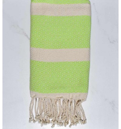 Fouta Chevron vert anis clair et écru