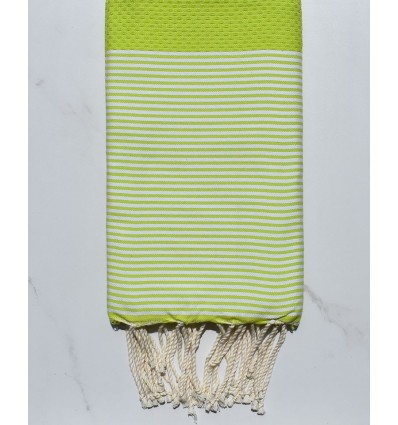 Fouta nid d'abeille couleur vert lime avec rayures