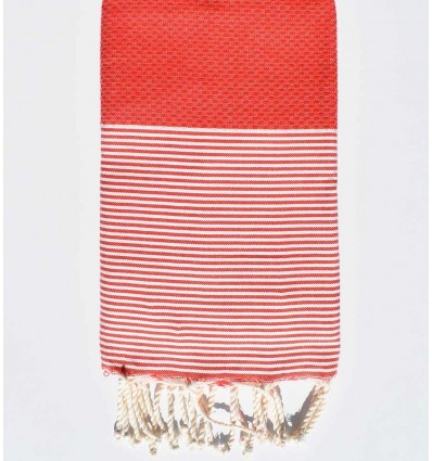 Fouta nid d'abeille rouge