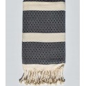 Fouta chevron blanc crème et bleu nuit