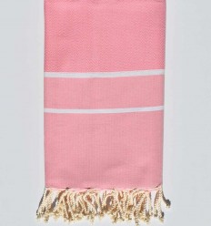 Fouta chevron couleur rose dragée