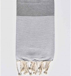 Fouta nid d'abeille  gris