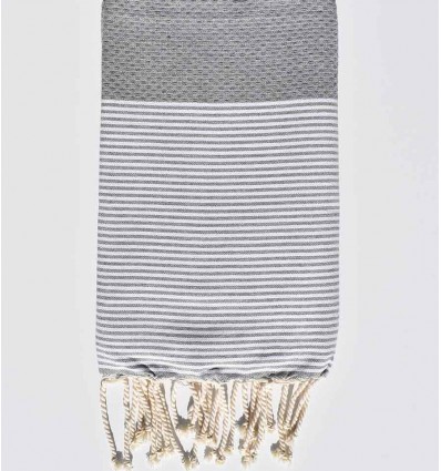 Fouta nid d'abeille  gris