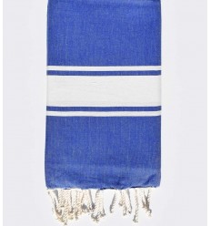 beach towel flat blue medium jean with, white stripe