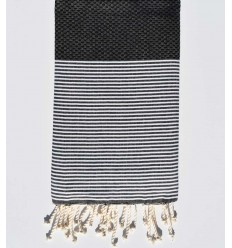 Fouta nid d'abeillle couleur gris noir