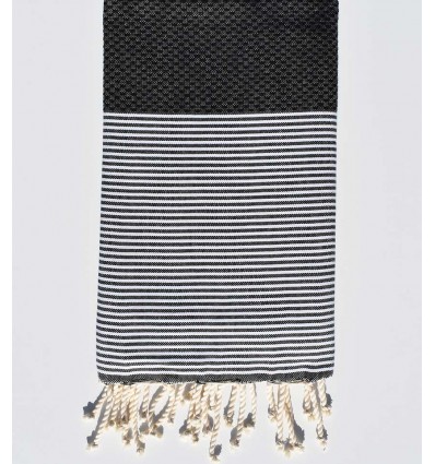 Fouta nid d'abeillle couleur gris noir