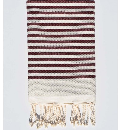 Fouta nid d'abeille zèbre amarante foncé
