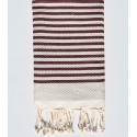 Fouta nid d'abeille zèbre amarante foncé