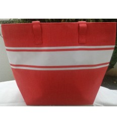 red beach bag