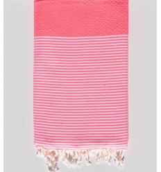 Fouta nid d'abeille recyclée rose fluo