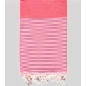Fouta nid d'abeille recyclée rose fluo