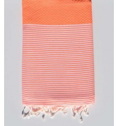 Fouta nid d'abeille corail fluo